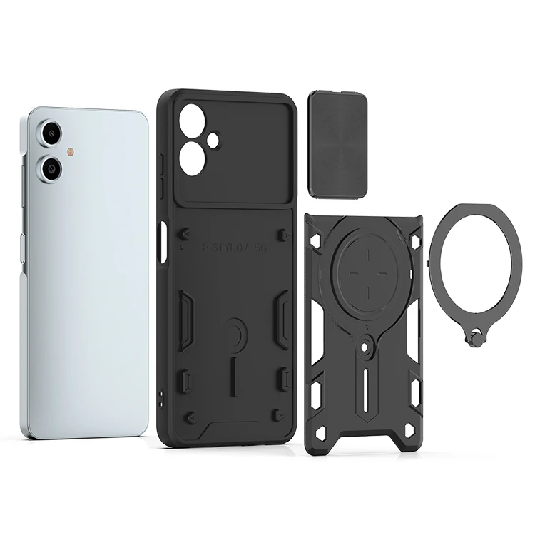 For Samsung Galaxy A06 case fundas para celular camera slide cover mobile phone case with round kickstand