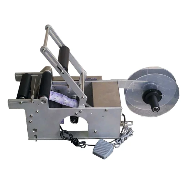 Semi automatic dispenser bottle tag, machine for marking round bottles