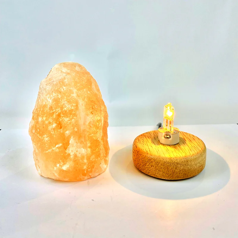 Enhance Relaxation Space USB Himalayan Crystal Salt Lamp Natural Shape Table Lamp with Halogen Lamp for Soft Lighting