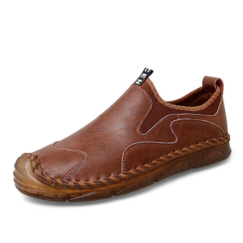 High Quality New Designer Flat Hand Sewn Moccasin Style Walking Casual Men Leather Shoes