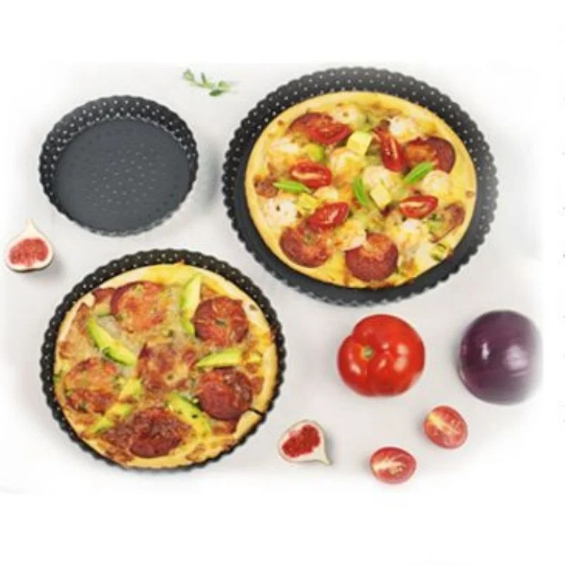 New carbon steel thickening pizza plates perforated pizza baking pan nordic bakeware pizza pans bakeware moulds