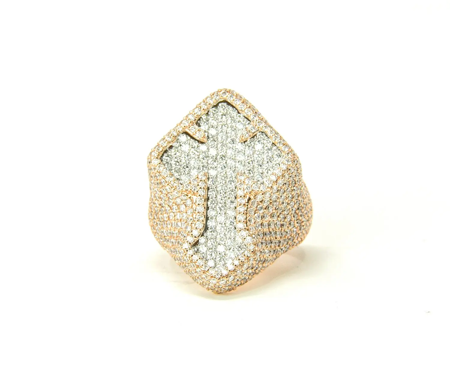 High Quality Hip Hop Men Jewelry Micro Paved CZ Big Cross Ring for Men