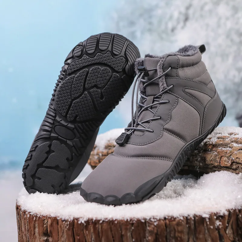 2024 New Couple Plus Velvet Climbing Shoes Snow Boots Five-finger Barefoot Non-slip Hiking Cotton Shoes