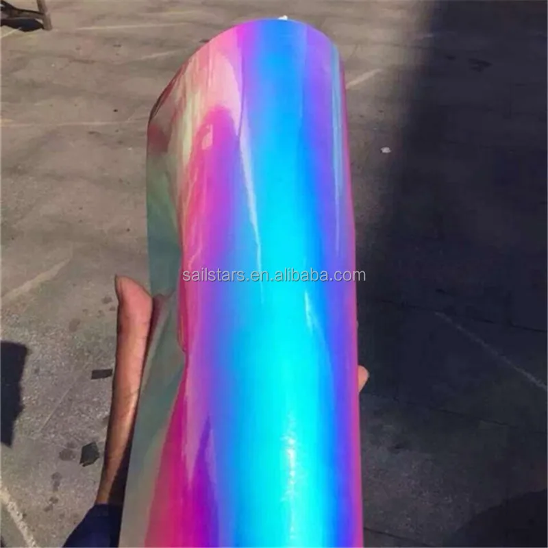 Premium Rainbow Chrome Vinyl Car Wrap Film Bubble Free For Car Sticker