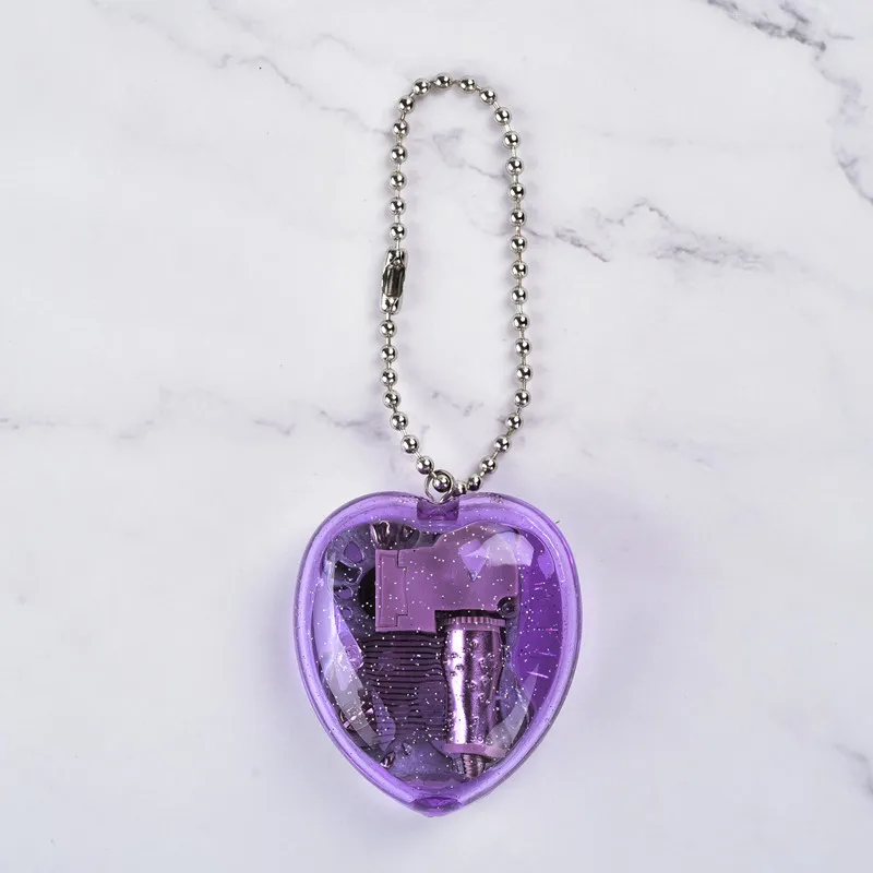Custom acrylic music box keychain music box heart shaped music box  with wind up movement
