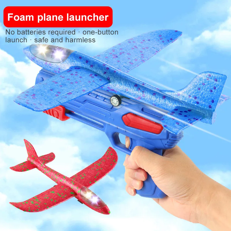 High Quality Outdoor Shoot Game Toys Aircraft Launch Gun Toy Throwing Foam Airplane Launcher for Boys Gifts