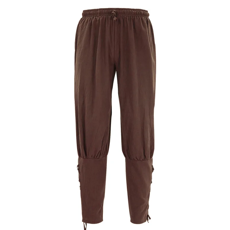 Medieval Pants Viking Pirate Costume For Men Women Pirate Trousers Lace Up Renaissance Pants Brown Black Plus Size Halloween