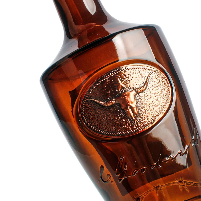 Custom 3d embossed metal label brandy vodka whisky tequila gin spirits Zinc Alloy  Adhesive metal sticker aluminum label
