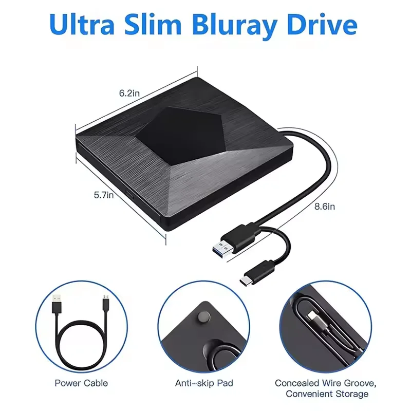 plug and play for convenient use cd writer burners optical drive USB External DVD player Card Reader Drive
