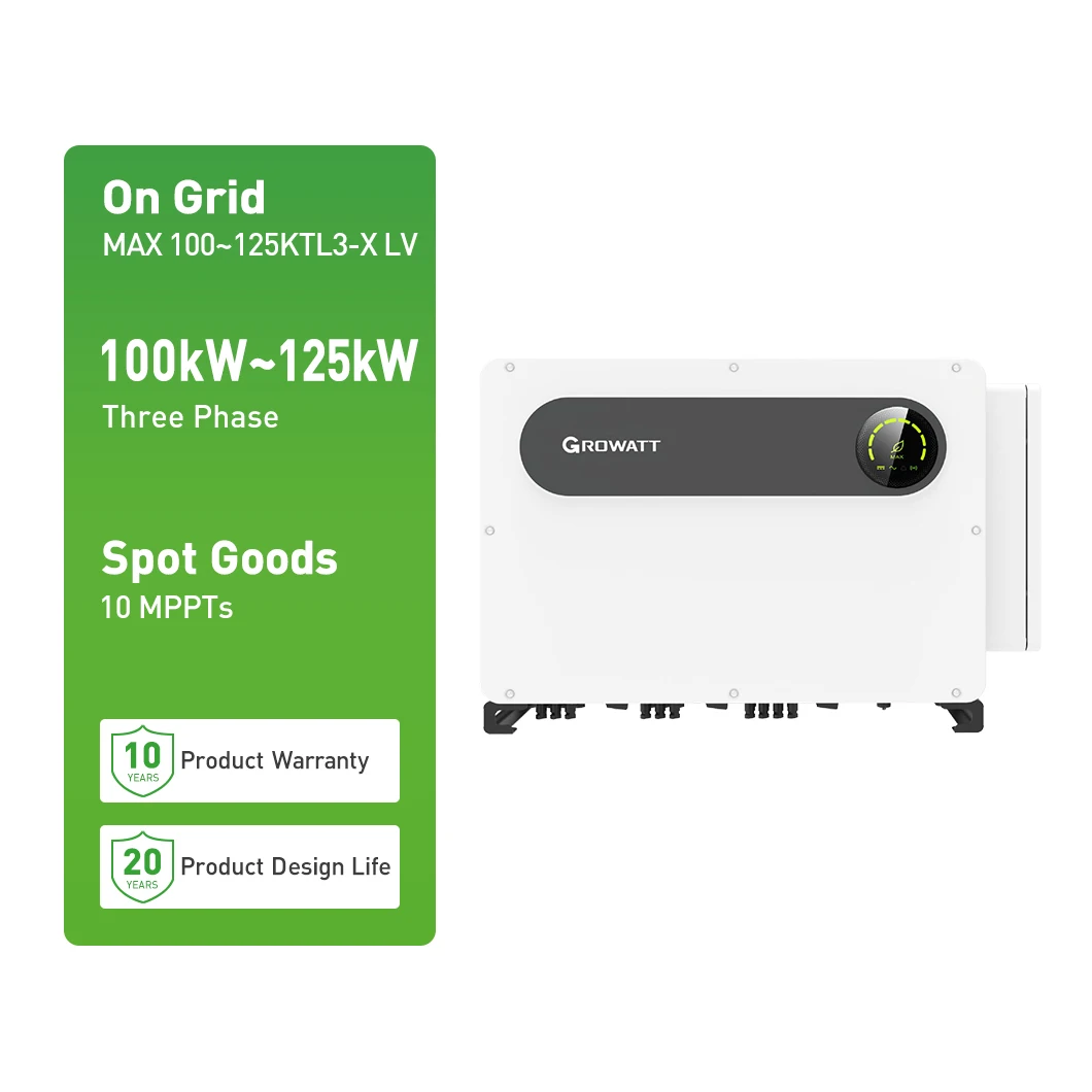 Growatt Inverter 100KW 110KW 120KW 125KW Three Phase On Grid Solar Power Inverter 10 MPPTs MAX100-125KTL3-X LV
