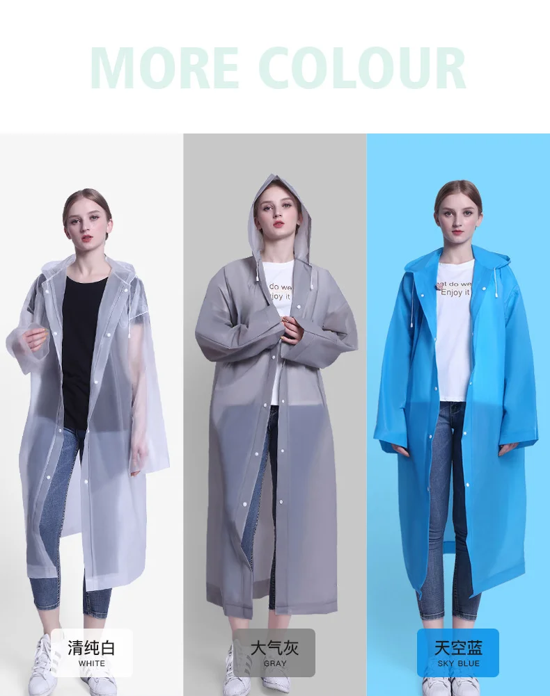 Non disposable thickened adult raincoat manufacturer direct sales outdoor travel EVA raincoat