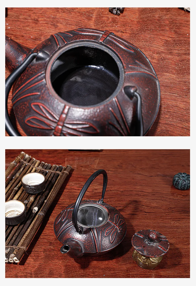 Cast Iron Teapot Set,Japanese Cast Iron Teapot [Heat Preservation] with Stainless Steel Infuser Durable Enameled Interior