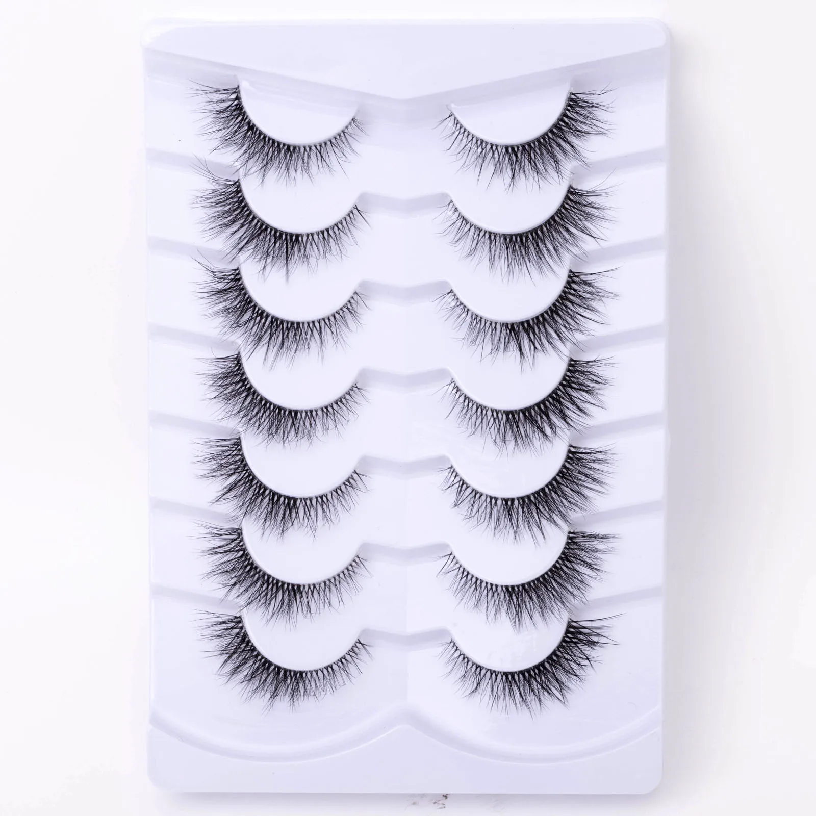 Yiernuo 3/7Pairs Wholesale Custom Own Brand 3D Silk 5D Natural Faux Mink Lashes