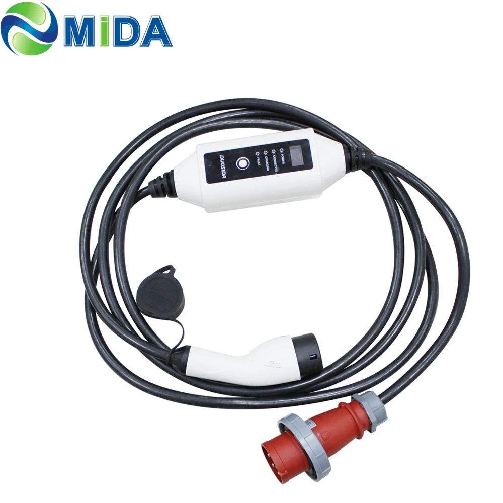 32A Three Phase EVSE Mode 2 Portable EV Charger AC 22KW Type 2 IEC62196 Connector