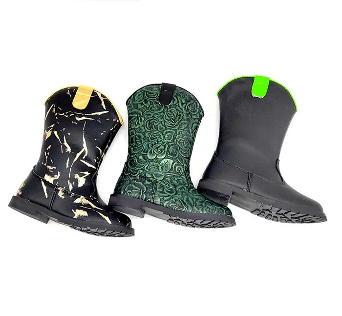 green floral western baby toddler kids high cowboy boots girls
