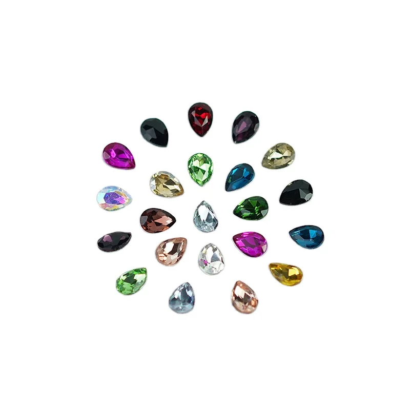 Factory Direct Sales Regular Water Drop Crystal Rhinestone Pointed Back Shaped Rhinestone For Nail Art Decoration