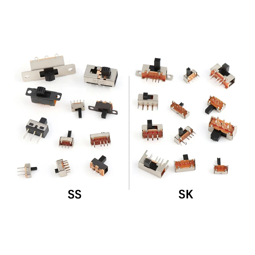 Двухрядный Dpdt переключатель вкл. Выкл. 0.3A 50V 6 контактов SS22F07-G10 dpdt 180 градусов скользящий