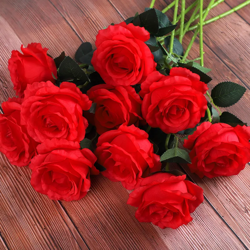 Sen Masine 60cm  Real Touch Artificial Rose Flower Red Silk Roses With Stem Diy Bouquet Wedding Party Home Decor