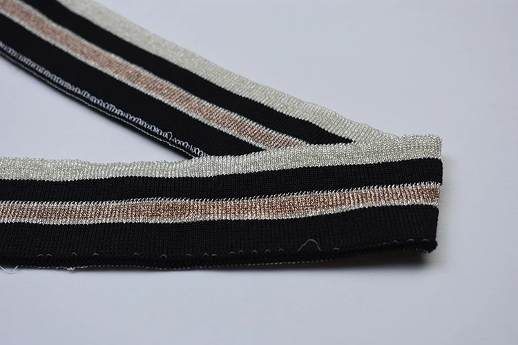 Polyester striped knitting rib fabric cuff product type flat knit rib collar