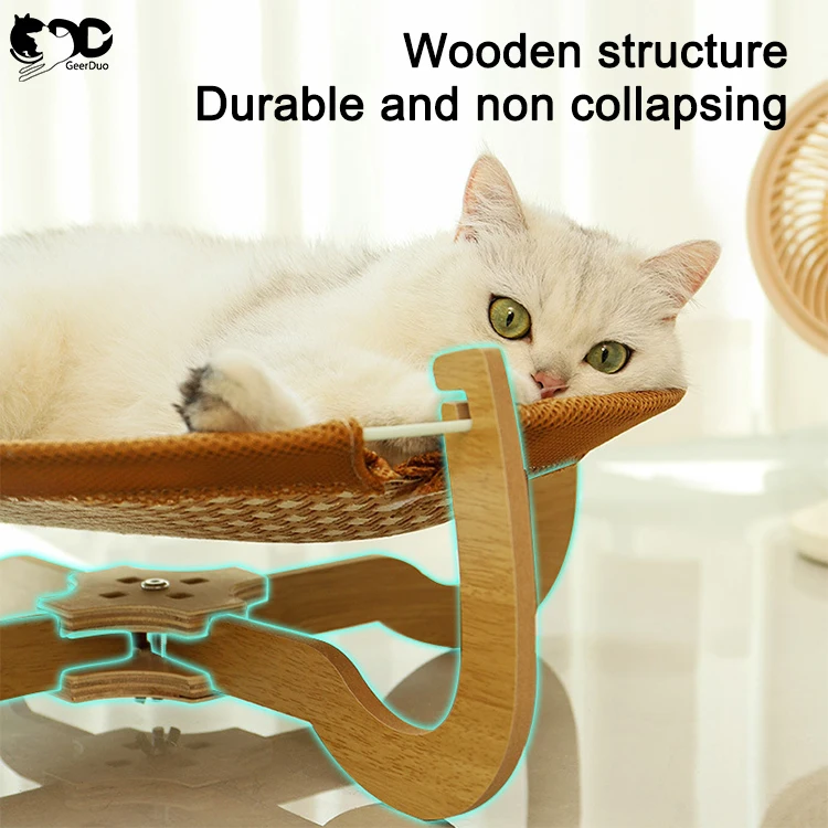 Geerduo New Summer Use Heavy Duty Durable Portable Elevated Cool Breathable Rattan Pet Dog Cat Bed Nest