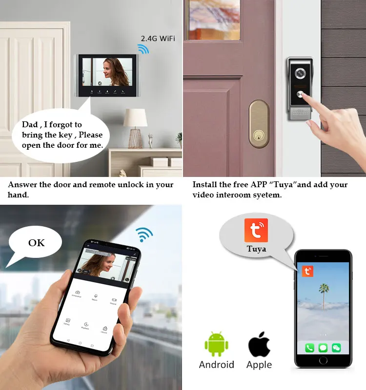 Multi apartment SIP IP Wifi Android/IOS APP remote control unlock intercom building video intercom system