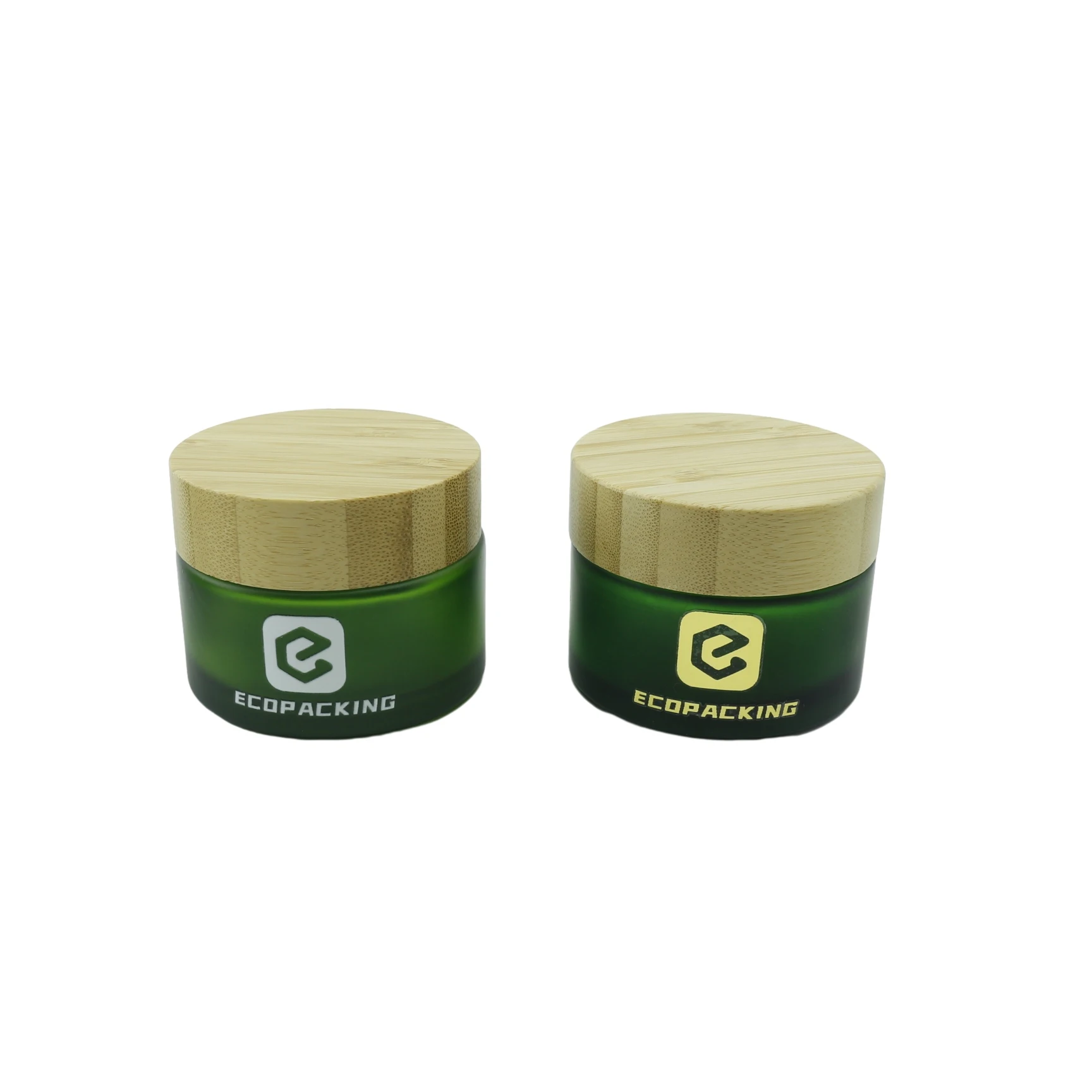 wholesale 30ml 50ml 100mlFrosted dark green glass bottle glass cosmetic packaging cream jar with bamboo lid