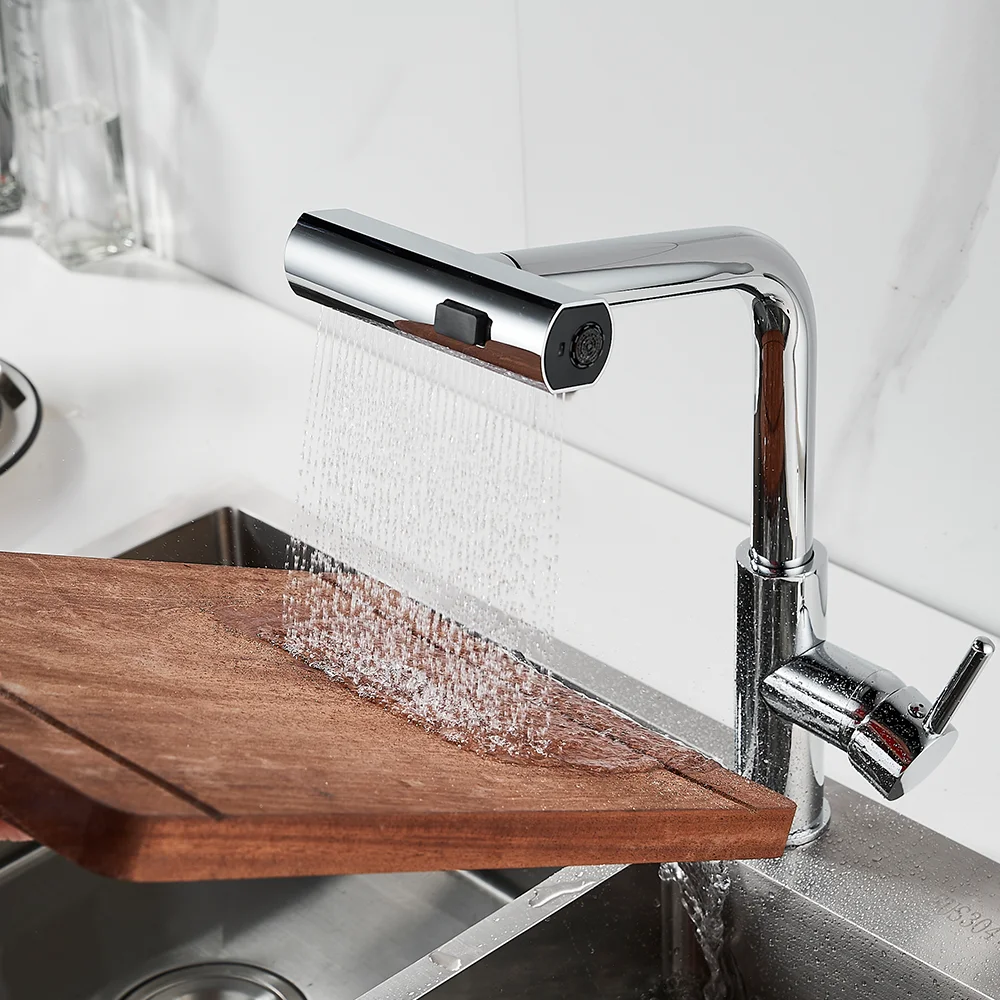 Momali high brass content modern design luxury smart chrome kitchen faucet  commercial flexible pull out kitchen faucet