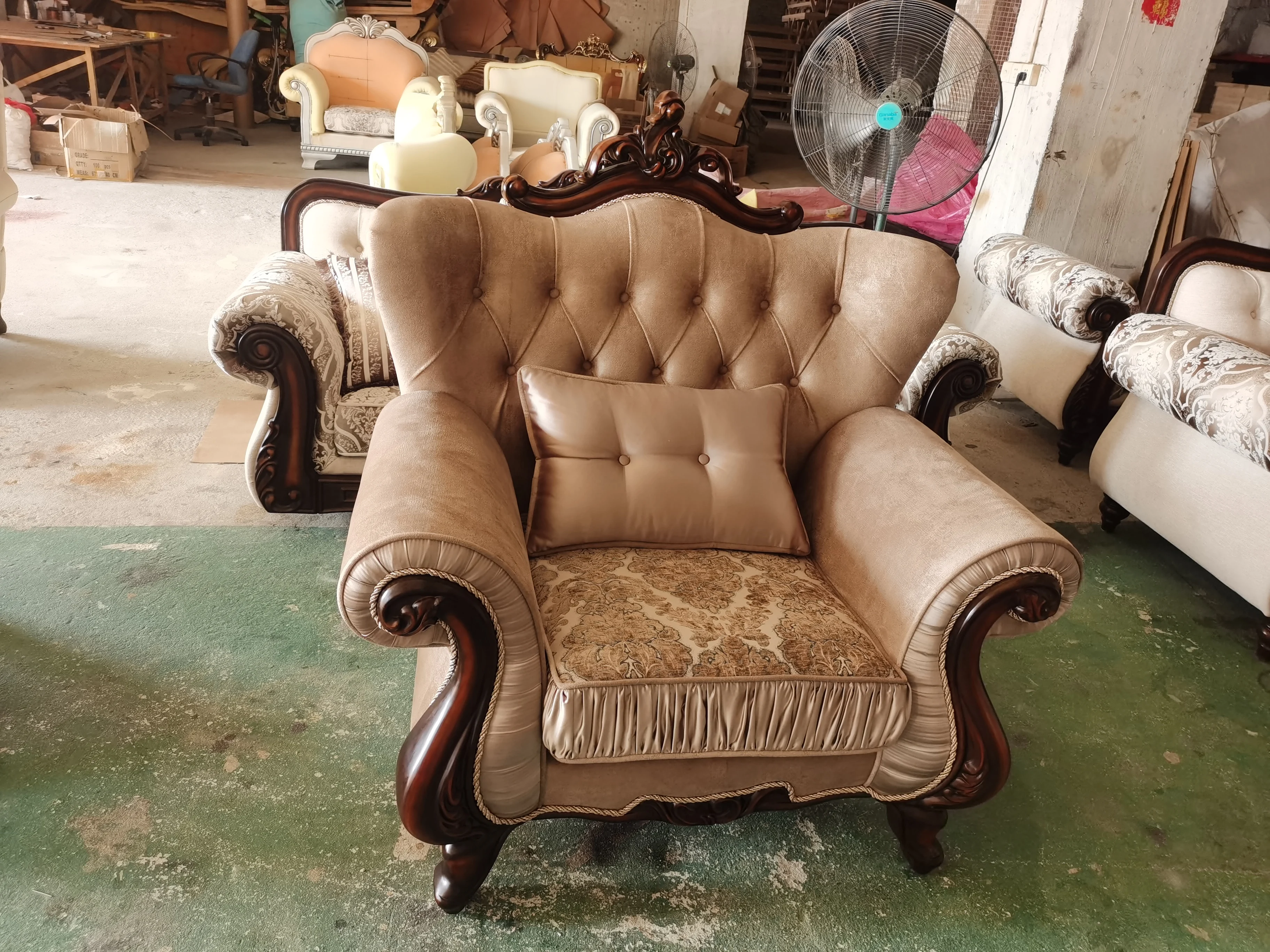 luxury Italian 1+2+3 sofa set furniture velvet fabric  living room sofa