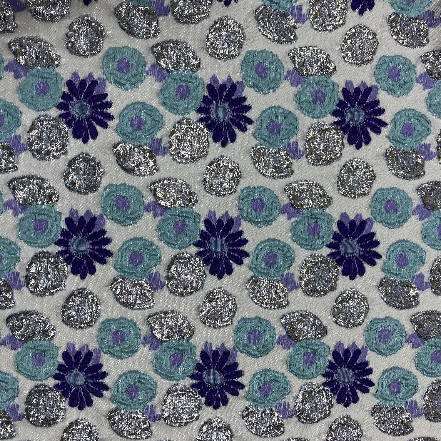 METALLIC BROCADE JACQUARD FABRIC WITH FLOWER DESIGN FOR ELEGANT DRESS