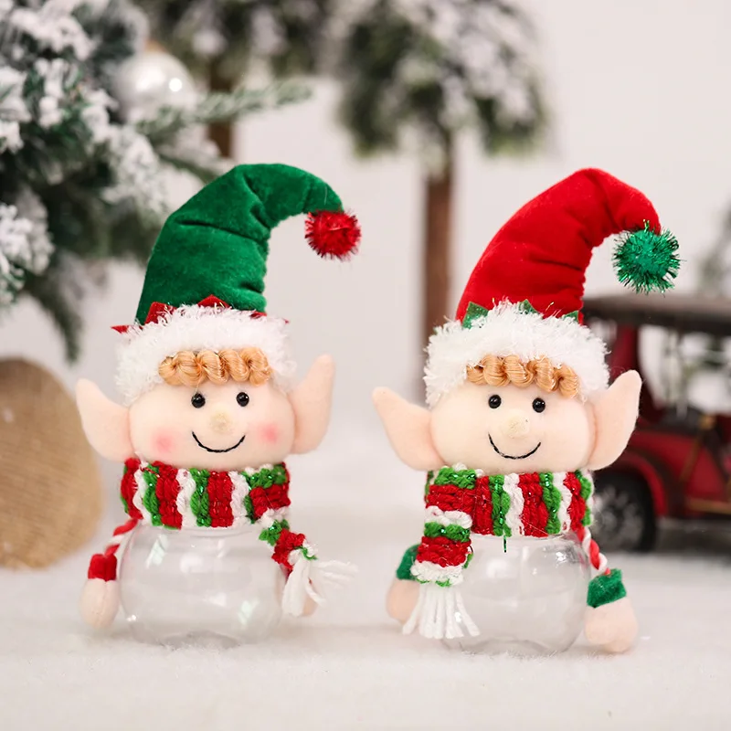 Wholesale New Christmas Candy Jar Elf Candy PVC Bar Christmas Bulk Food Storage Bottle Xmas Kids Gifts