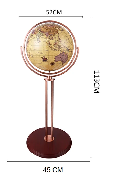 Super big size large decor floor standing stainless steel decorative world map globe 50cm globe world inlaid stone