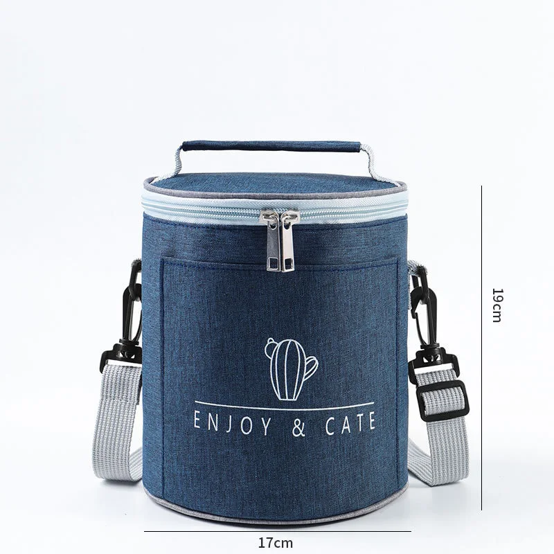 custom logo cylinder lunch aluminum foil portable round cooler bags fish insulated picnic bag