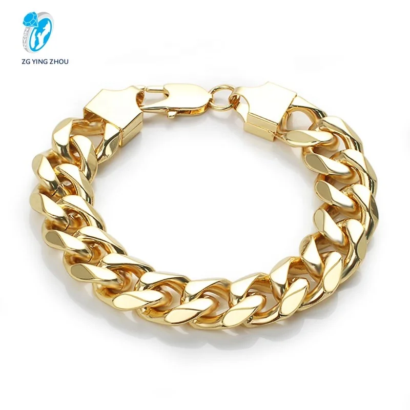 Cuban Chain Hot Selling High Polishing Men Women Fashion Hip Hop Style 14k Gold Party Stainless Steel Cuban Chain Bracelet