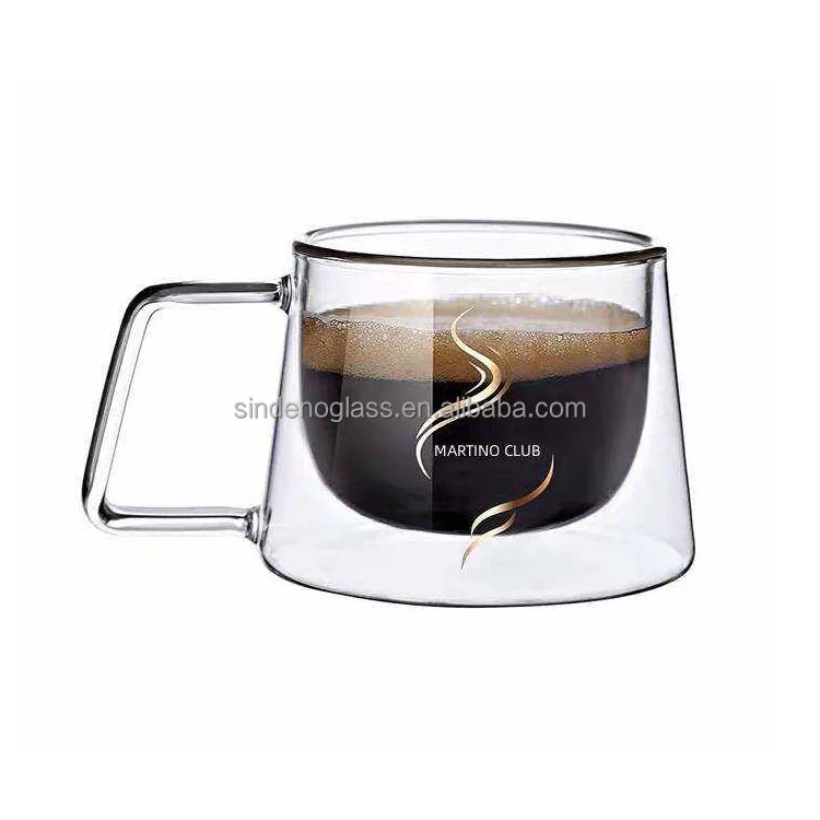 Clear Borosilicate Glass Coffee Espresso Mug Double Wall Glass Cup With Handle