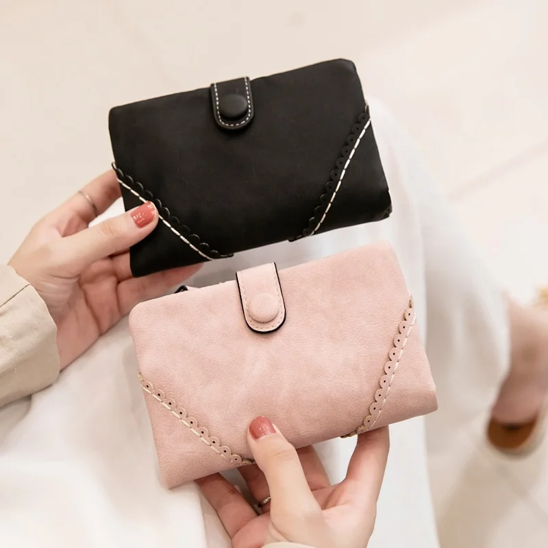 MIYIN The latest wallet women short wallet Korean version buckle card holders Pocket Wallet ladies purse coin ladies cultch bags
