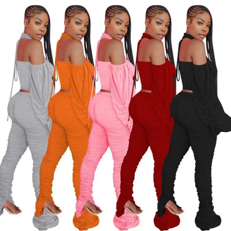 
W8066 womens fall collection 2020 puff sleeve sweatshirt stack pants 2 piece W8066 womens fall collection 2020 puff sleeve sweatshirt stack pants 2 piece