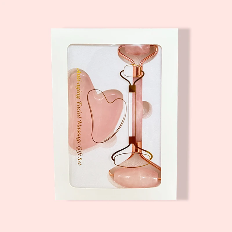 2024 Best Sellers High Quality Facial jade roller Massager Rose Quartz roller Tool Set Jade
