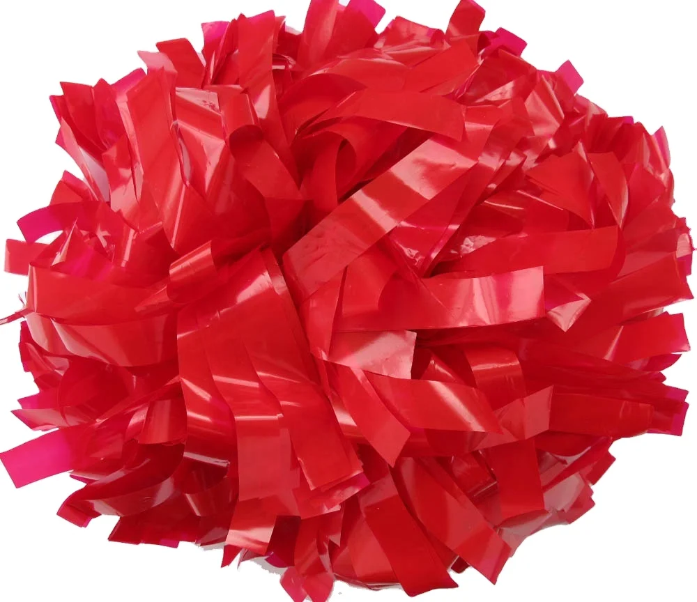 New wet look cheerleading red pom poms for cheerleaders with factory price