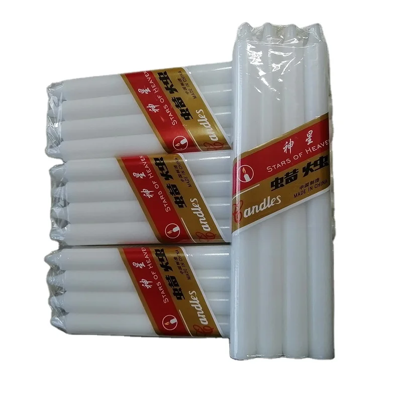 wholesale customization factory price white religious stick paraffin wax candle for home lighting and praying