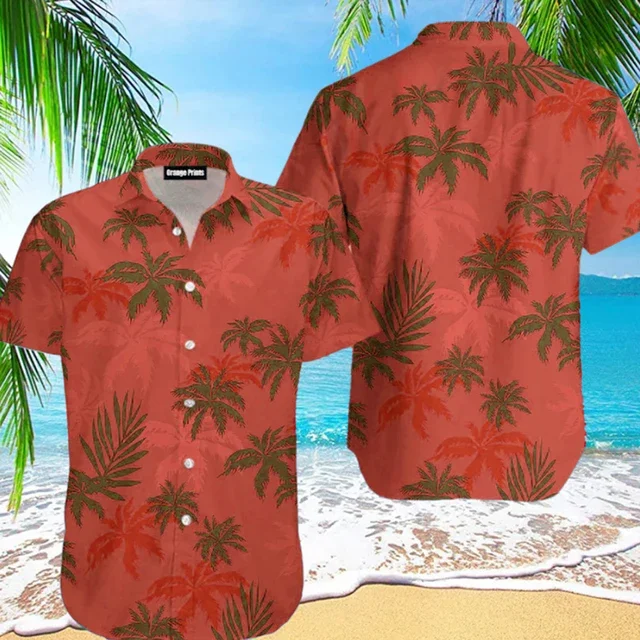 Summer  Men Hawaiian Shirt 3d Plant Shirt for Men Flower Print Plus Size Hawaiian Beach Flower Shirt