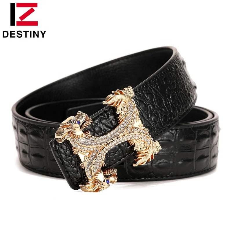 Factory wholesale Fashion Rhinestone Buckle CC Luxury Brand Famous Designer Men Leather Belt