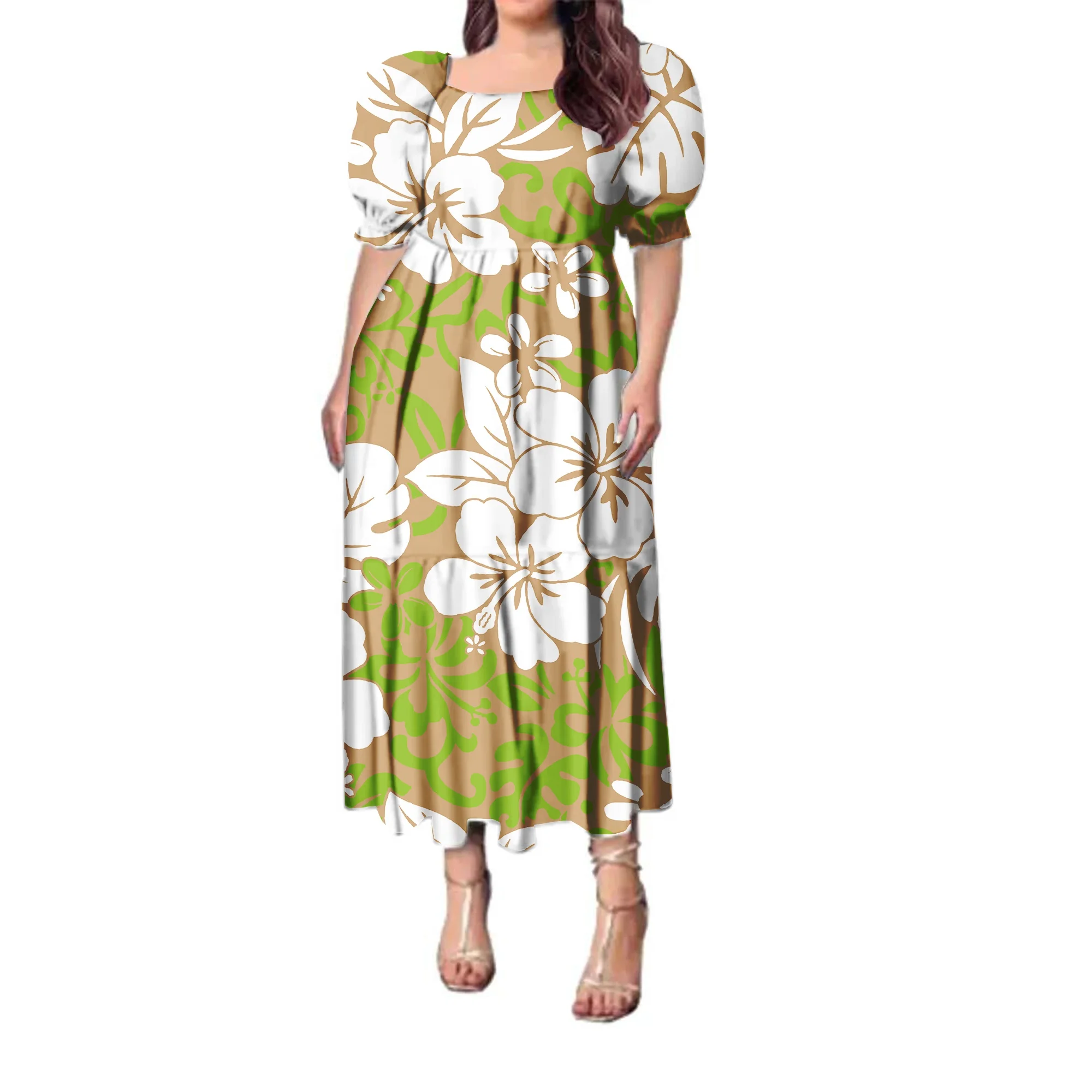 prom dresses 2023 custom clothing women hibiscus flowers hawaii style dress fashion puff sleeve polynesian tribal island dress