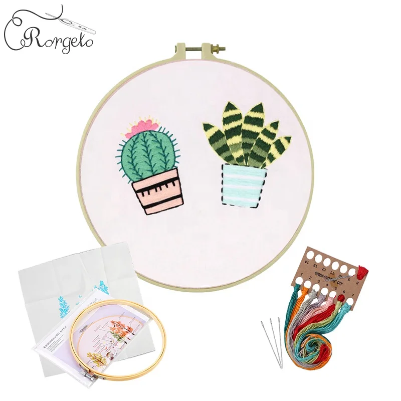 
High Quality Embroidery Starter Kit With Pattern Instructions Embroidery Hoops Cross Stitch Set Stamped Embroidery Kits 
