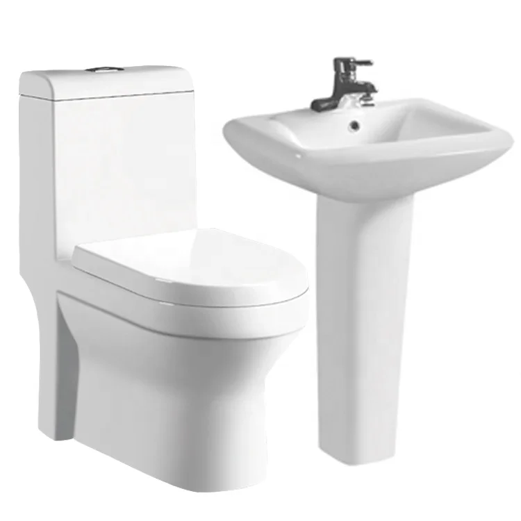 Sanitaryware s-trap one piece toilets and pedestal sinks wash basin ceramic bathroom sink and toilet set