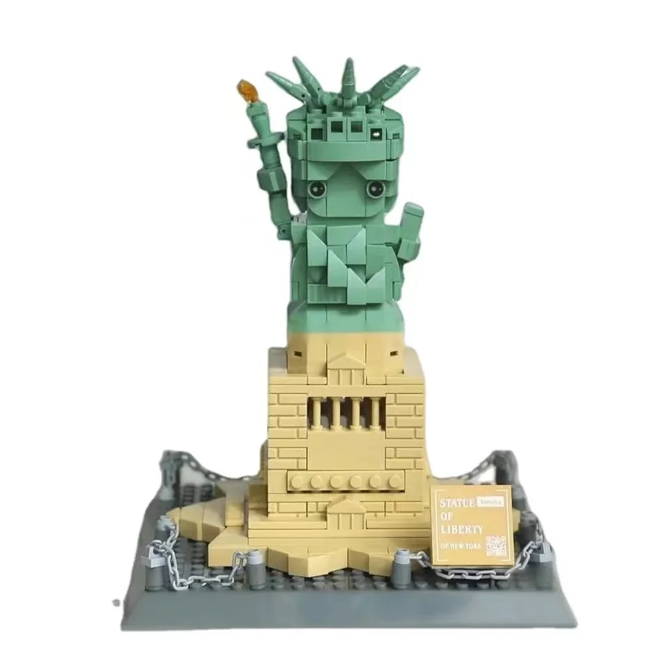 New Wange 3210 York Statue of Liberty Mini Q Edition World Landmark DIY Construction Toys Building Block Brick Sets for Kids