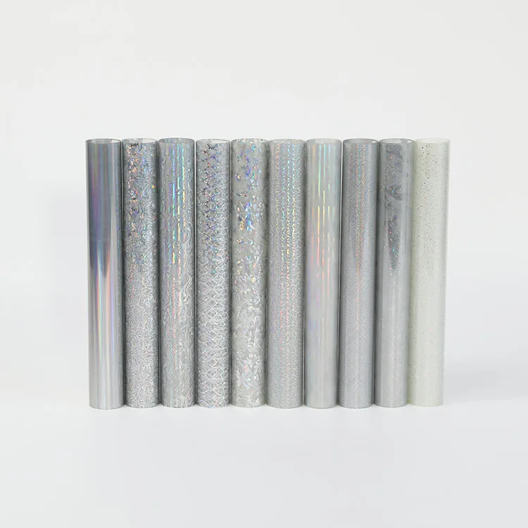 Factory Price Holographic Metallic Silver Black Background Heat Transfer Vinyl Film Aluminum Vinyl Textile Printing on Clothing