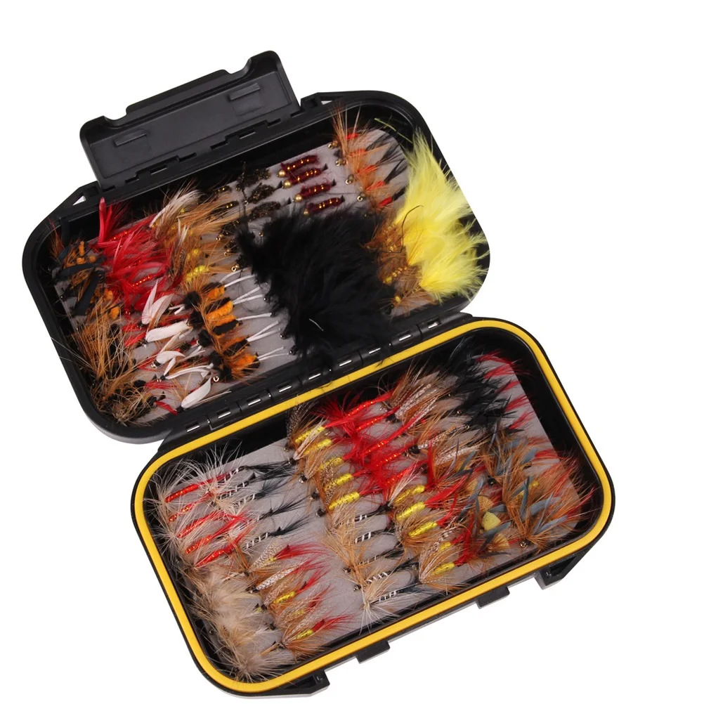 HOT 40pcs 72pcs 100pcs120pcs Trout Lure Fishing Dry Wet Ant Fly Fishing Lues Set With Waterproof Box