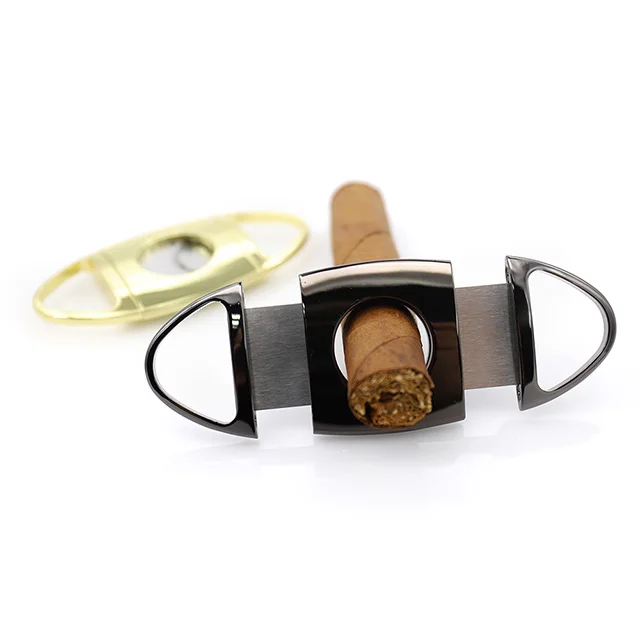 double blade stainless steel custom cigar cutter with box black and gold cigar cutter luxury set