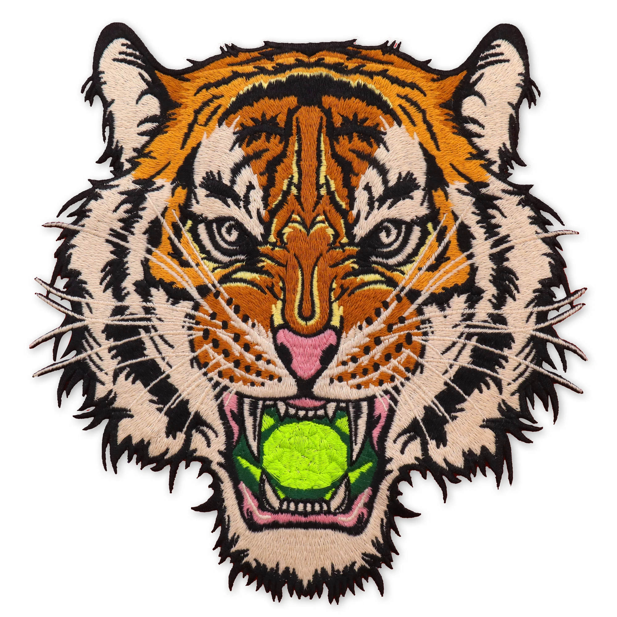 Custom Sew On Embroidery Patches Animal Large 3d Embroidery Tiger Iron On Vintage Patch For Clothes/