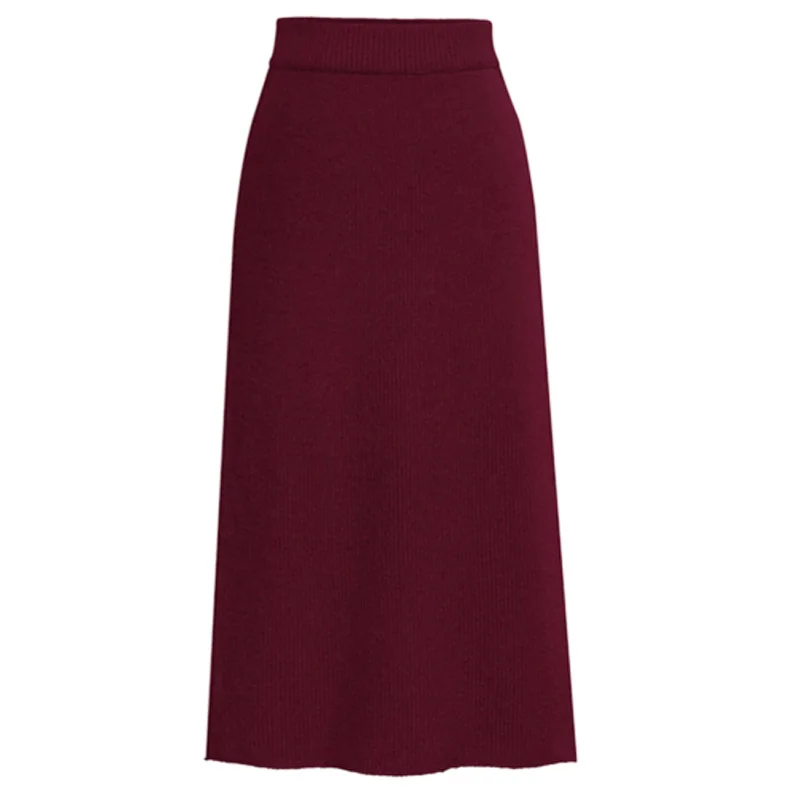 Elastic Band Women Skirts Autumn Winter Warm Knitted Skirt Mid-Long Ladies Official Skirt
